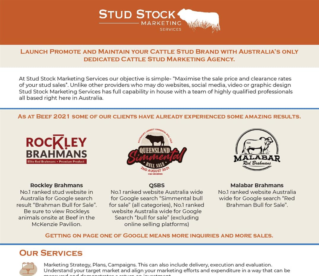 Launch Promote and Maintain your Cattle Stud Brand with Australia’s only dedicated Cattle Stud Marketing Agency